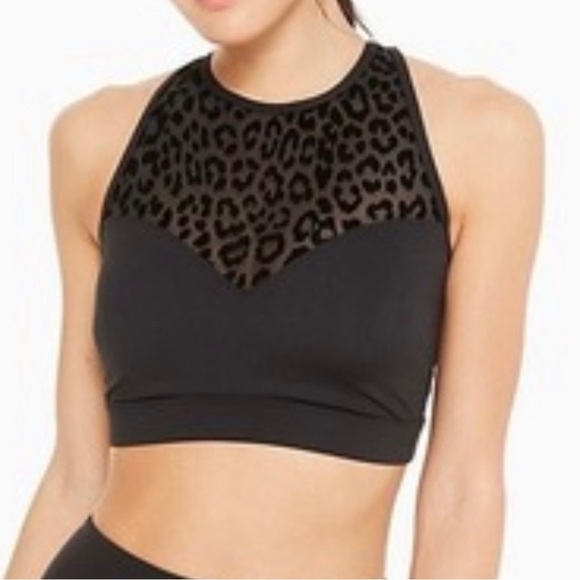 kate spade Other - KATE SPADE Bra New York Leopard Print Mesh Racerback Black Sports Bra Small